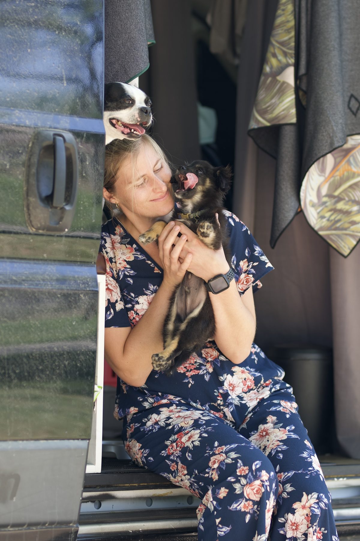 Annie with her dogs