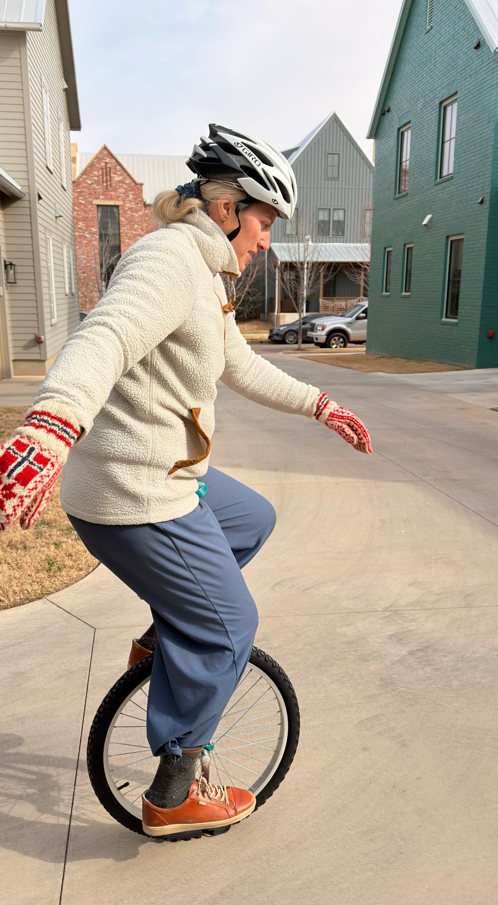 Annie unicycling